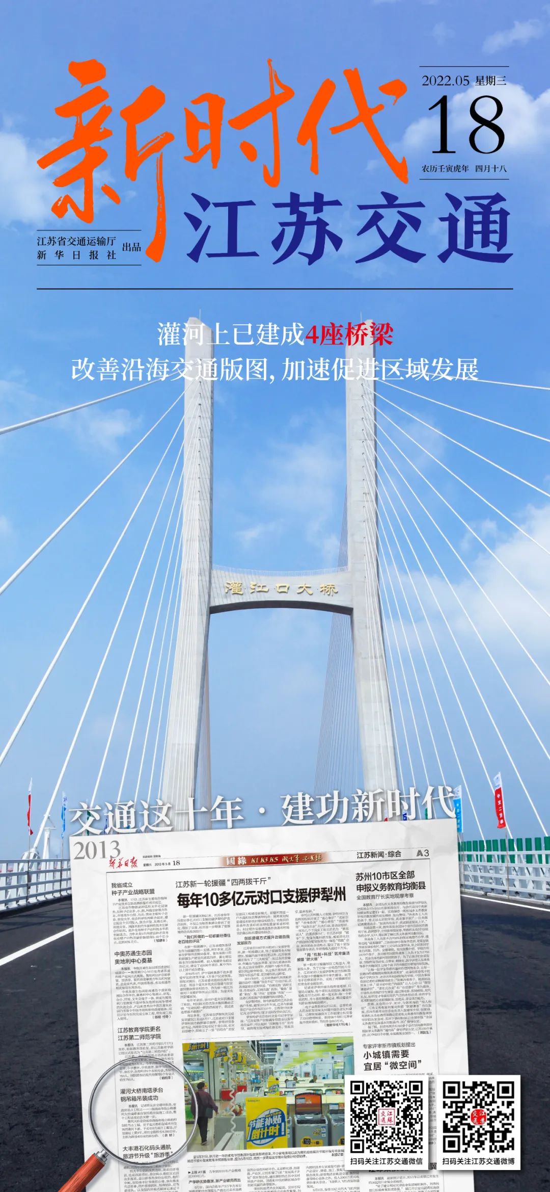 新时代江苏交通｜灌河上已建成4座桥梁，改善沿海交通版图，加速促进区域发展！