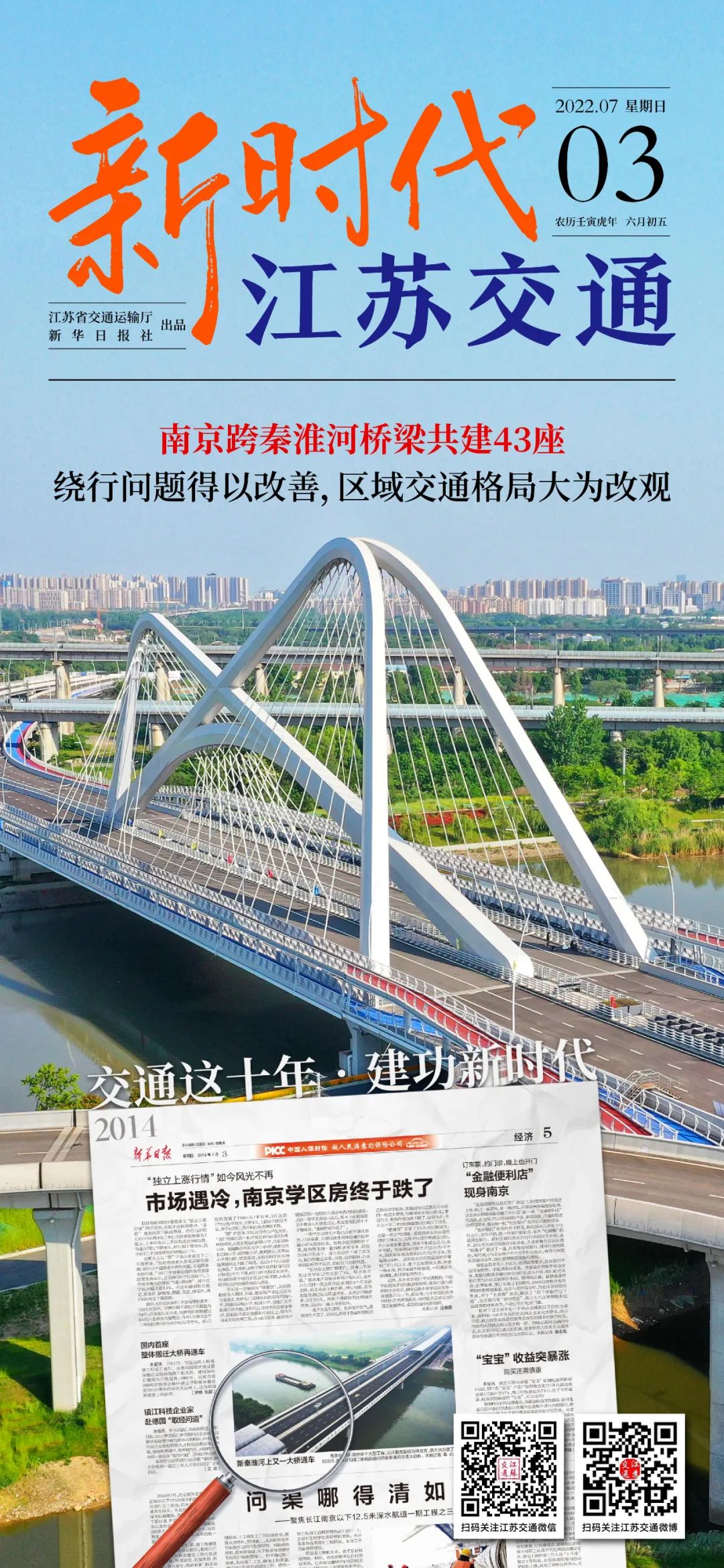 新时代江苏交通|跨秦淮河桥梁共建43座;绕行问题得以改善,区域交通格局大为改观